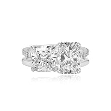 Load image into Gallery viewer, Double Diamond and Double Pave and Gold Engagement Ring