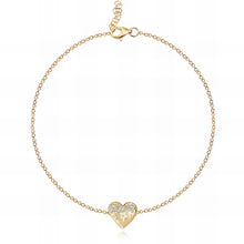 Load image into Gallery viewer, Delicate 14k gold bracelet with scattered dripping gemstones in heart design, a dainty affordable luxury jewelry piece.