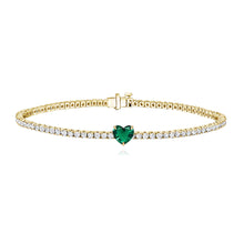 Load image into Gallery viewer, Tennis Bracelet with Solitaire Gemstone in 14k gold, elegant fine jewelry for romantic luxury lovers.