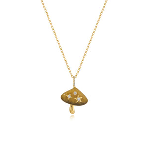 Enamel Mushroom Diamond Necklace