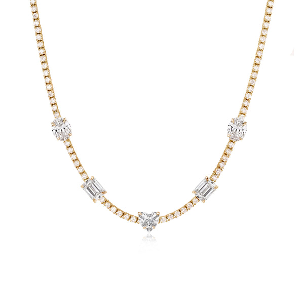 Five Shape Diamond Tennis Necklace