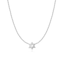 Load image into Gallery viewer, Fluted Pave Outline Star of David Necklace
