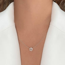 Load image into Gallery viewer, Fluted Pave Outline Star of David Necklace