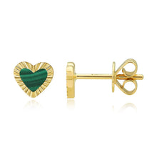 Load image into Gallery viewer, Small Fluted Outline Stone Heart Studs
