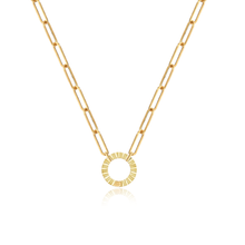Load image into Gallery viewer, Gold Fluted Clasp Paperclip Necklace