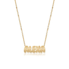 Load image into Gallery viewer, Fluted Cutout Name Necklace with elegant texture, handcrafted in gold dainty design