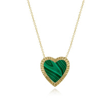 Load image into Gallery viewer, Large Fluted Outline Stone Heart Necklace