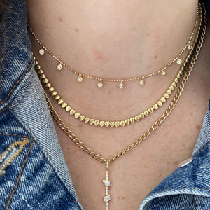 Dangling Diamond Bezels Ball Necklace