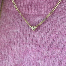 Load image into Gallery viewer, Puffy Heart with Center Pave Cuban Necklace