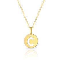 Load image into Gallery viewer, Gold Disc Cutout Initial Baby Necklace