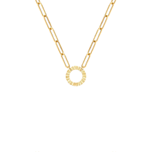 Load image into Gallery viewer, Gold Fluted Clasp Paperclip Necklace