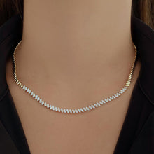 Load image into Gallery viewer, Marquise Illusion Tilted Pave Golden Necklace