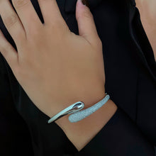 Load image into Gallery viewer, Half Pave Gold Drop Bangle