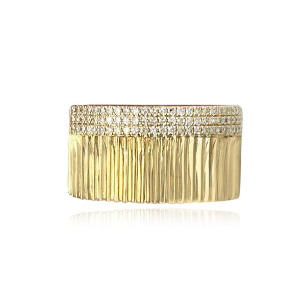 Half Pave Half fluted Thick Ring