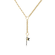 Load image into Gallery viewer, Half Rolo Half Paperclip Lariat with Clasp Chain