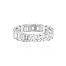 Load image into Gallery viewer, Half Emerald Half Round Lab Diamond Eternity Ring