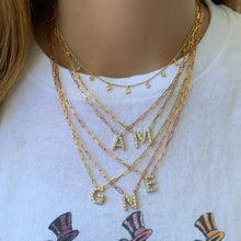 Load image into Gallery viewer, Large Diamond Paperclip Initial Necklace