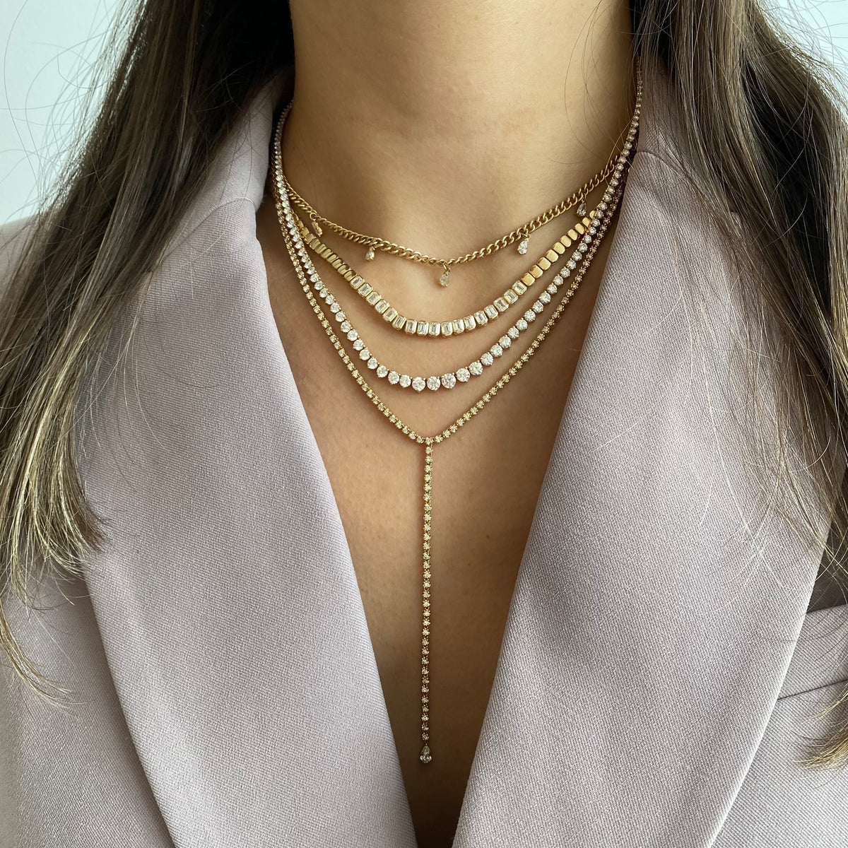 Pear Drop Lariat Tennis Necklace – Alev Jewelry