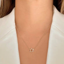 Load image into Gallery viewer, Star of David Half Pave Gold Necklace