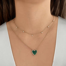 Load image into Gallery viewer, Large Pave Outline Stone Heart Necklace