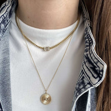 Load image into Gallery viewer, Medium Fluted Disc Evil Eye Pave Necklace