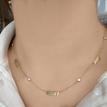 Load image into Gallery viewer, Multiple Cutout Gold Names and Multi Shape Diamonds Necklace