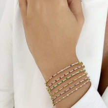 Load image into Gallery viewer, Thin Gemstone Segment Diamond Bangle