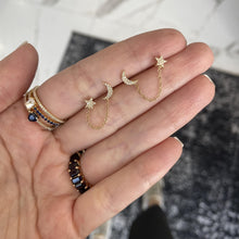 Load image into Gallery viewer, Moon and Star Chain Studs