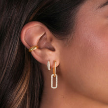 Load image into Gallery viewer, Large Half Gold & Half Pave Paperclip Earrings
