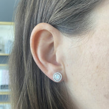 Load image into Gallery viewer, Illusion and Pave Round Earrings