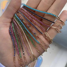 Load image into Gallery viewer, Half & Half Gemstone Tennis Paperclip Bracelet