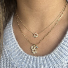 Load image into Gallery viewer, Star of David Half Pave Gold Necklace