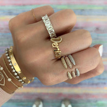 Load image into Gallery viewer, Pave Initial and Gold Name Ring