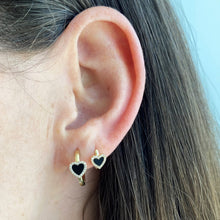 Load image into Gallery viewer, Pave Outline Stone Heart Large Huggies