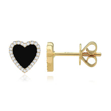 Load image into Gallery viewer, Medium Pave Outline Stone Heart Studs