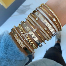 Load image into Gallery viewer, Two Diamonds Gold Cuff Bangle
