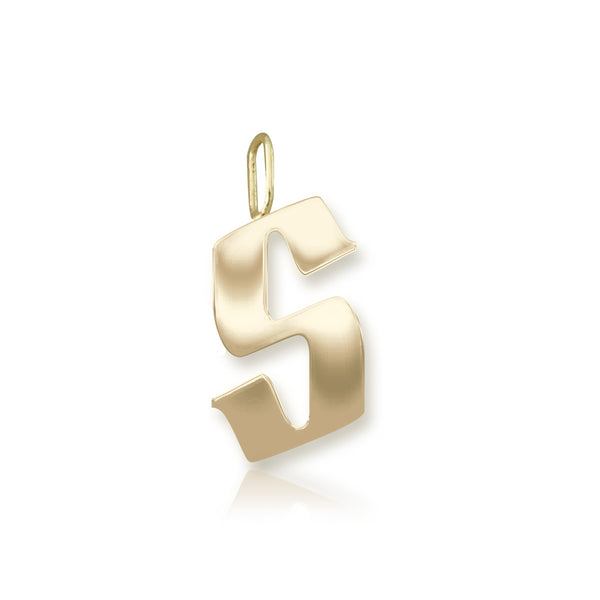 Large Gold Gothic Initial Charm