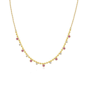 Diamond and Pink Sapphire Bezel Chain