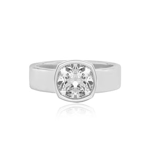 Diamond Bezel Shape Engagement Thick Gold Ring
