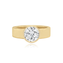 Load image into Gallery viewer, Large Diamond Bezel Shape Engagement Thick Gold Ring