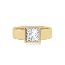 Load image into Gallery viewer, Diamond Bezel Shape Engagement Thick Gold Ring