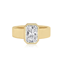Load image into Gallery viewer, Diamond Bezel Shape Engagement Thick Gold Ring