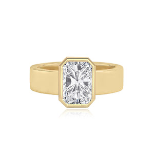 Diamond Bezel Shape Engagement Thick Gold Ring