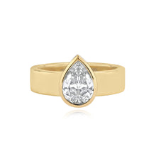 Load image into Gallery viewer, Diamond Bezel Shape Engagement Thick Gold Ring