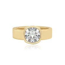 Load image into Gallery viewer, Diamond Bezel Shape Engagement Thick Gold Ring