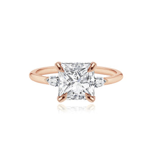 Diamond Gold Bullet Side Stones Engagement Ring