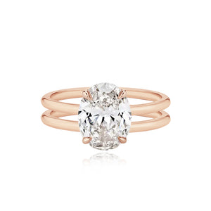 Diamond Double Gold Band Engagement Ring