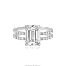 Load image into Gallery viewer, Double Pave Band Lab Engagement Ring