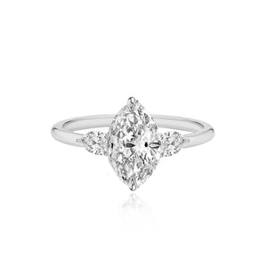 Diamond Gold Pear Side Stones Engagement Ring
