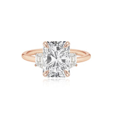 Load image into Gallery viewer, Diamond Trapezoid Side Stones Gold Band Engagement Ring